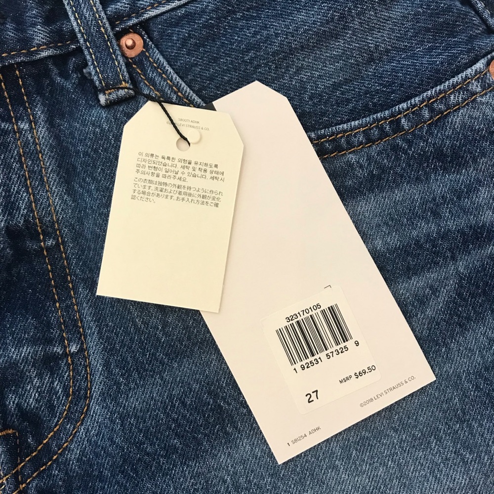 LEVI’S 501 Indigo Mid Rise Cutoff Jean Shorts - Picture 6 of 8